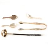 George III silver caddy spoon, Hester Bateman, London probably 1809, plus others.