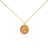 A 9 carat yellow gold St Christopher and chain.