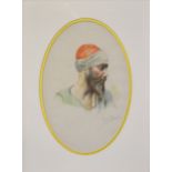Esoma , Study of man in a turban, watercolour, oval, 30cm x 17cm; and another, similar. (2) (Qty: