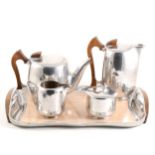 An aluminium five-piece Picquot ware tea and coffee set