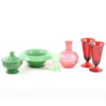 Collection of carnival glass, other coloured glass, decorative glassware etc.
