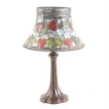 A Tiffany style table lamp, stained leaded shade,