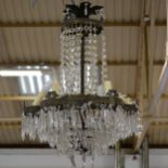 A metal framed multi-light chandelier,