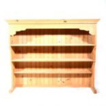 A pine delft rack, two open shelves, width 153cm.