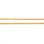 A yellow metal 3mm gauge rope link chain necklace.