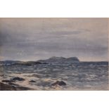 George Sheffield, Coastal view, Co. Donegal, signed, inscribed and dated 1874, watercolour, 23cm x