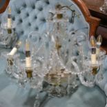 Glass five branch chandelier,