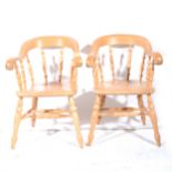 Two beechwood club chairs,