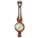 Victorian mahogany banjo-shaped wall barometer by Thomas Haynes, Blandford