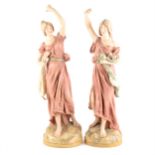 Pair of Royal Dux figures, Lady with Lute, and Lady with Flowers