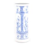 A blue and white painted porcelain stick stand/ floor standing vase