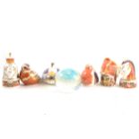 Four Royal Crown Derby paperweights, pair of Worcester Lion and Unicorn candle snuffers, and a