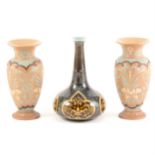 A pair of Silicon Ware vases by Eliza Simmance for Doulton Lambeth, and another bottle vase