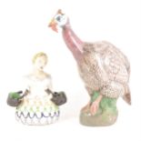 E Pollner, Guinea fowl, a studio pottery model, and a model of a child
