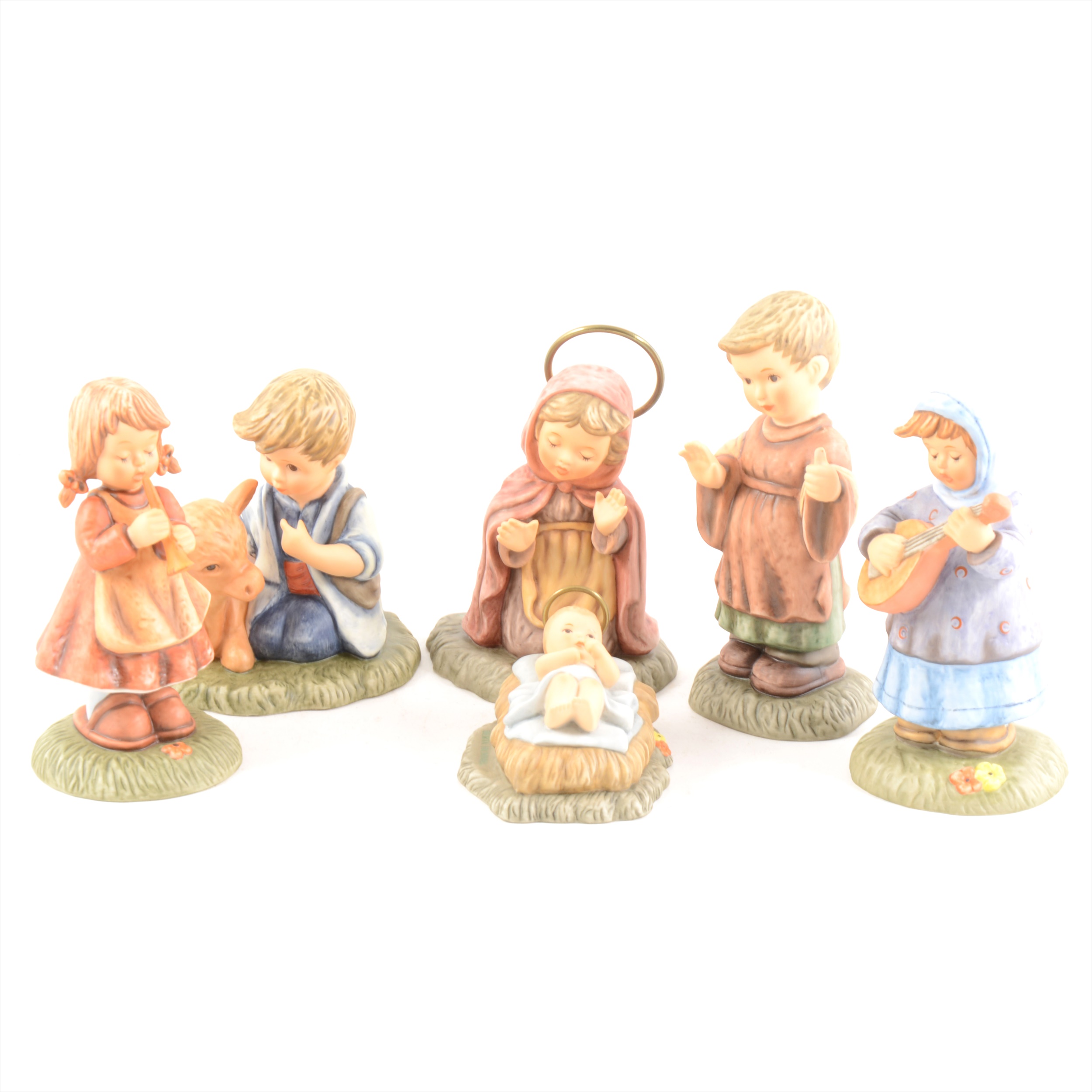 Six Berta Hummel nativity scene figures, boxed.