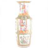 Large Cantonese polychrome vase, panels painted with Mandarin figure