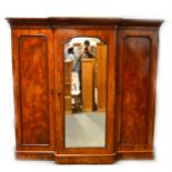 Victorian mahogany breakfront triple wardrobe,