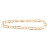 A 9 carat yellow gold figaro link chain bracelet.