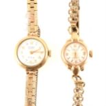 Rotary - a lady's 9 carat yellow gold bracelet watch and another Accurist with gold plated bracelet