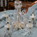 Glass five branch chandelier,