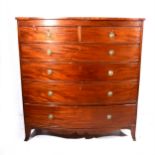 A large Victorian mahogany bowfront chest of drawers