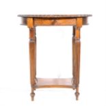 A hardwood occasional table, oval top, single frieze drawer,