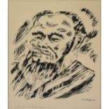 Vlasimil Hofman, Dostoyevski, a signed lithograph with collectors stamp, 40cm x 30cm.