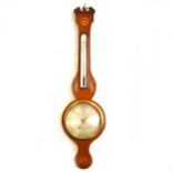 An inlaid mahogany banjo-shape wall barometer, silvered plate signed P. Premoli, Sheffield