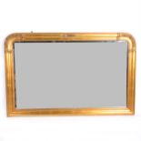 A modern gilt framed overmantel mirror