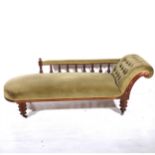 A Victorian walnut chaise longue,