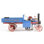 Mamod live steam; SW1 steam wagon engine, blue body, with burner and scuttle, unboxed.