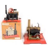 Mamod live steam; two stationary steam engines, SE3 and SP2.