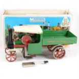 Mamod live steam; SW1 steam wagon engine, green body, boxed with burner.