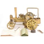 Wilesco live steam; D40 'Old Smokey' traction engine, in gold, with funnel and instructions (no