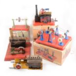 Mamod live steam; two stationary steam engines, SE3 twin cylinder with boiler, unboxed, SP2, boxed,