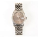 Rolex - a gentleman's Oyster Perpetual Datejust stainless steel wrist watch.