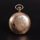 Elgin - an ornate gold-plated full hunter pocket watch.