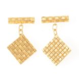 A pair of 18 carat yellow gold square chain link cufflinks.