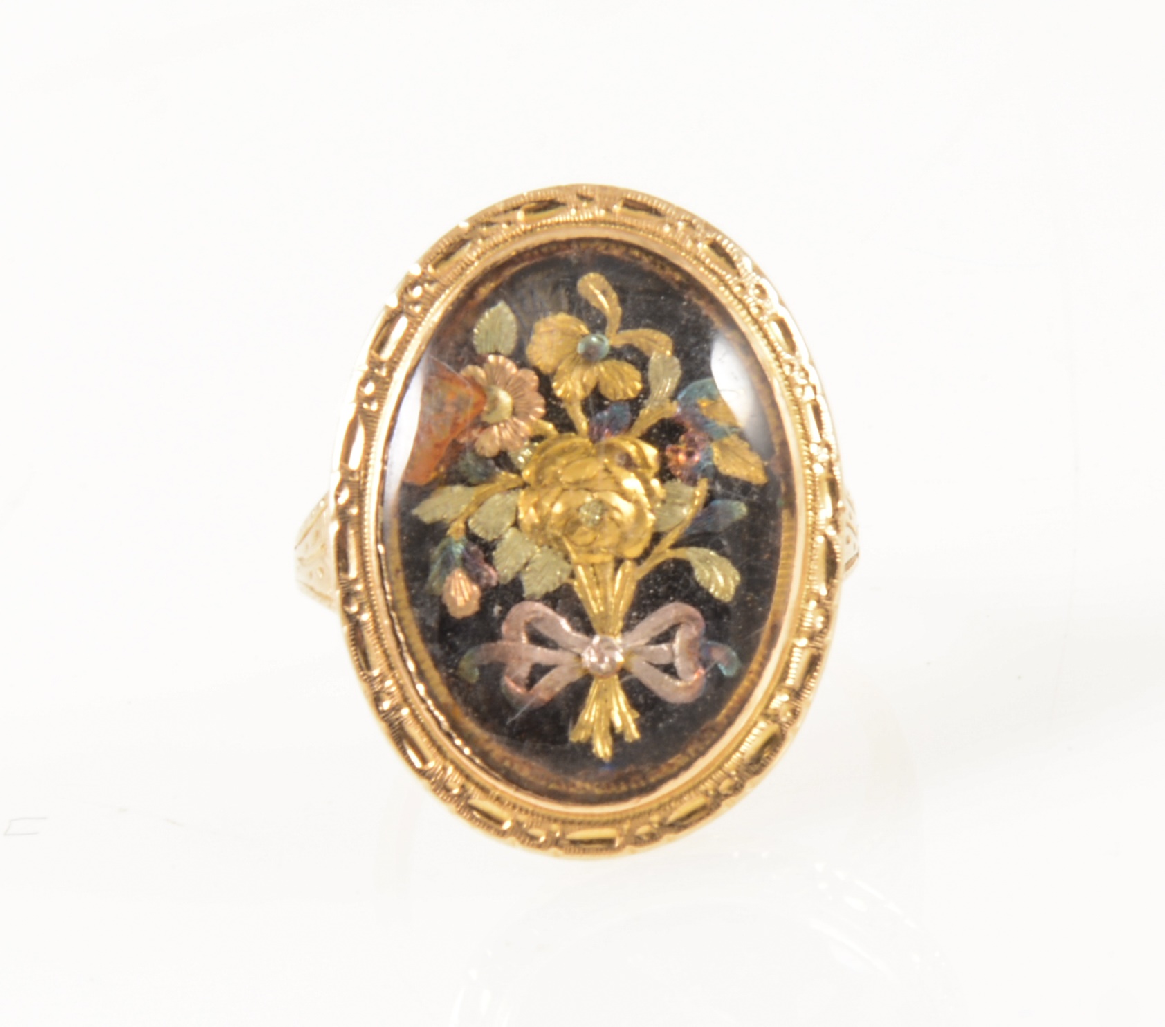 A 19th Century three colour gold ring.