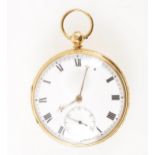 An 18 carat yellow gold open face pocket watch.