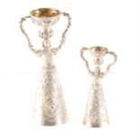 Two Continental white metal wager cups, probably late 19th century