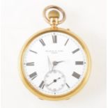 Pearce & Sons Leicester -an 18 carat yellow gold open face pocket watch