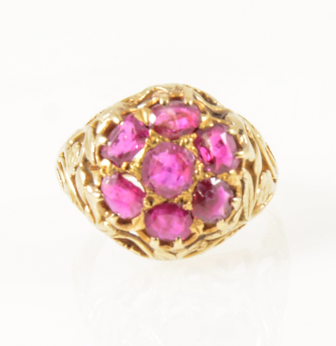 A vintage ruby cluster ring.