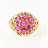 A vintage ruby cluster ring.