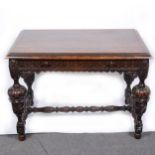 A Victorian Jacobean revival carved oak centre table