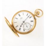 Dent London - an 18 carat yellow gold demi-hunter pocket watch.