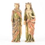 A pair of European carved ivory figures of a medieval King and Consort, 19th Century