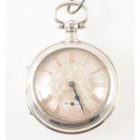 A silver pair case pocket watch