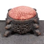 A Burmese carved teak wood footstool