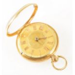 A small 18 carat yellow gold open face pocket watch